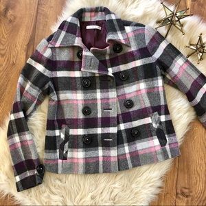 CAbi • Plaid Wool Blend Pea Coat